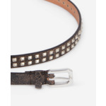 Ceinture Fine En Cuir Marron Avec Spikes