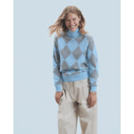 Pull Col Roulé à Motif Losange