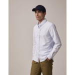 Chemise gaspard col américain en oxford gratté rayé bleu
