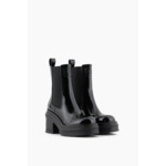 Botte de cheville brevetée en pu noir