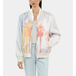 Blouson Satiné Rose Et Lilas Avec Palmiers Femme
