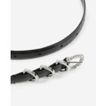 Ceinture Fine En Cuir Effet Crocodile Noir