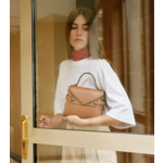 Petit sac à main double rabat Emilie en cuir grainé