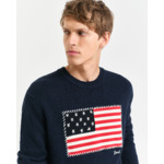 Pull ras du cou en intarsia Flag