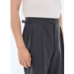 Pantalon double pinces en toile de laine
