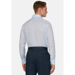 Chemise Bleu Clair En Lin Coupe Droite