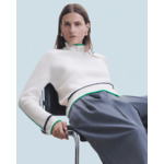 Pull Col Montant Tricolore Maille Perlée