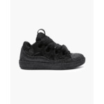 Lanvin Leather Curb Sneaker Strass Black