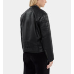 Blouson Motard En Cuir Noir Femme