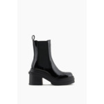 Botte de cheville brevetée en pu noir