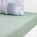 Lacoste - Drap housse en satin de coton lavé vert, L Songe