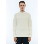 Pull col rond torsadé en laine et coton