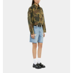 Blouson Court En Denim Camouflage Femme