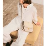 Sac bandoulière moyen modèle Rose en cuir côtelé et cuir lisse