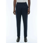 Pantalon élastiqué en seersucker rayé