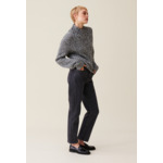 Pull grosse maille col V gris