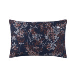 Lacoste - Taie d'oreiller en satin de coton lavé bleu, L Botanic