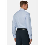 Chemise À Rayures Bleu Clair En Popeline De Coton Slim