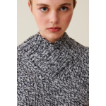 Pull grosse maille col V gris