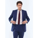 Costume ajusté en laine à chevrons