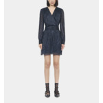 Robe Courte En Jersey Métallisé Bleu Marine Femme