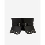 Ceinture Corset En Cuir Noir Avec Clous