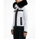 Veste de ski imprimée à col châle fourrure femme