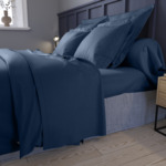 Drap plat Partition Satin de coton Coloris Marine