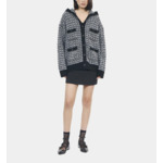 Cardigan À Capuche En Tweed Noir Et Blanc Femme