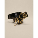 Ceinture large en cuir lisse
