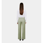Pantalon Tailleur Vert Clair En Lin Femme