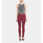 Jean Skinny Effet Cuir Rouge Femme
