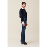 Blouse fluide marine col contrasté