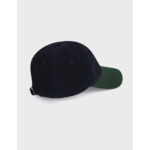 Casquette en velours côtelé uni marine et visière verte avec broderie figaret vert
