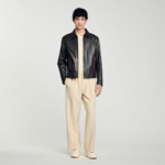 Blouson en cuir effet usé