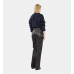 Pantalon Flare En Cuir Noir Femme