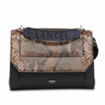 Ninon de Lancel - Sac rabat avec poignée - Grand modèle - Noir/Bleu/Brun