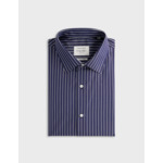 Chemise voyage col figaret en popeline rayée marine