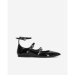 Ballerines En Cuir Noir Avec Boucles Western