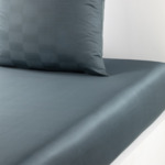 Desforges - Drap housse en satin de coton gris, Damier