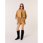 Manteau court à franges en nubuck