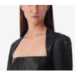 Top Raccourci Brodé En Cuir Ada