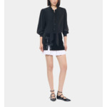 Chemise Courte En Soie Noire Femme