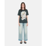 T-Shirt Noir Sérigraphie Eagles On Fire Femme