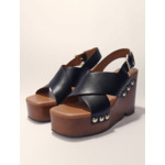 Sandales compensées en cuir