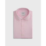 Chemise col italien avec poignets mousquetaires en chevron uni rose