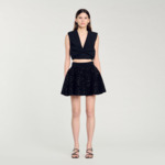 Jupe courte patineuse à paillettes
