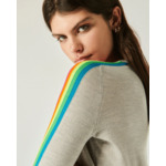 Pull Col Rond Bande Multicolore Aux Manches