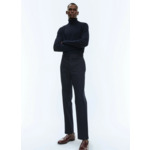 Pull col roulé bleu marine en laine mérinos