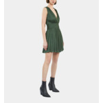 Robe Courte Tissu Crinkle Verte Femme